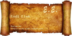 Endl Elek névjegykártya